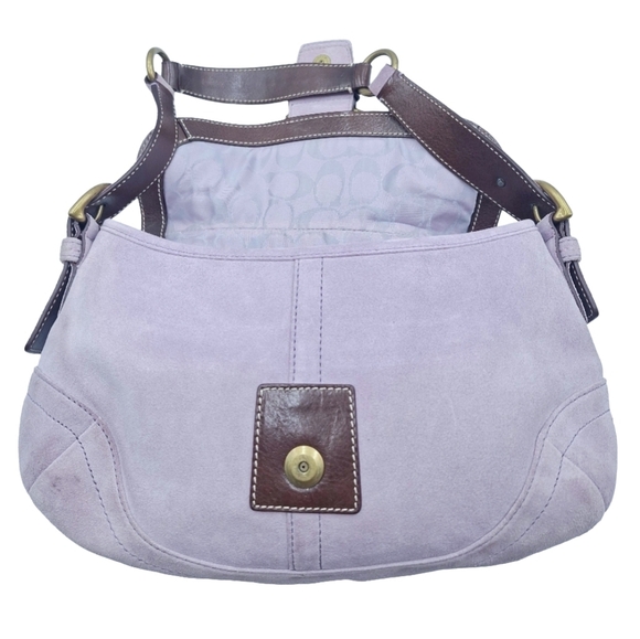 Vintage Y2K Coach Soho 9688 Demi Flap Lilac Suede Hobo Bag - Picture 5 of 13
